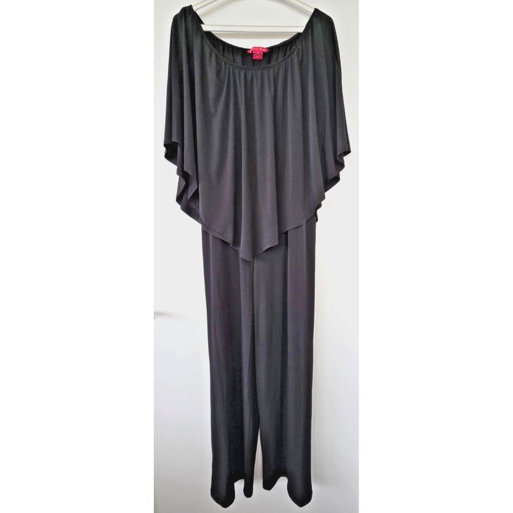 Sunny Leigh Drop Shoulder Flowy Strapless Overalls Jumpsuit Sz M Goth Festive - Picture 7 of 16